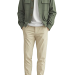Men Olive Green Casual Overshirt Jacket
