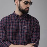 Men Checked Casual Shirt with Mandarin Collar